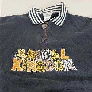 Disney Black and White Striped Collar Sweatshirt Rare 90’s Animal Kingdom